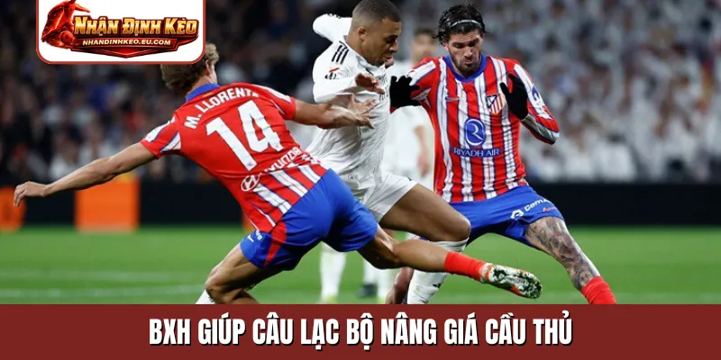 BXH giúp câu lạc bộ nâng giá cầu thủ